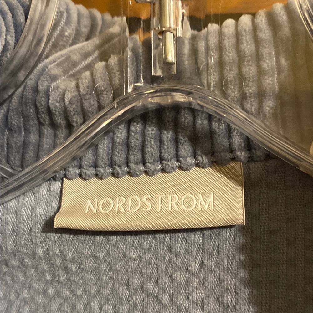 Nordstrom Blue Sleeveless Corduroy Vest With Stand-Up Collar View 2